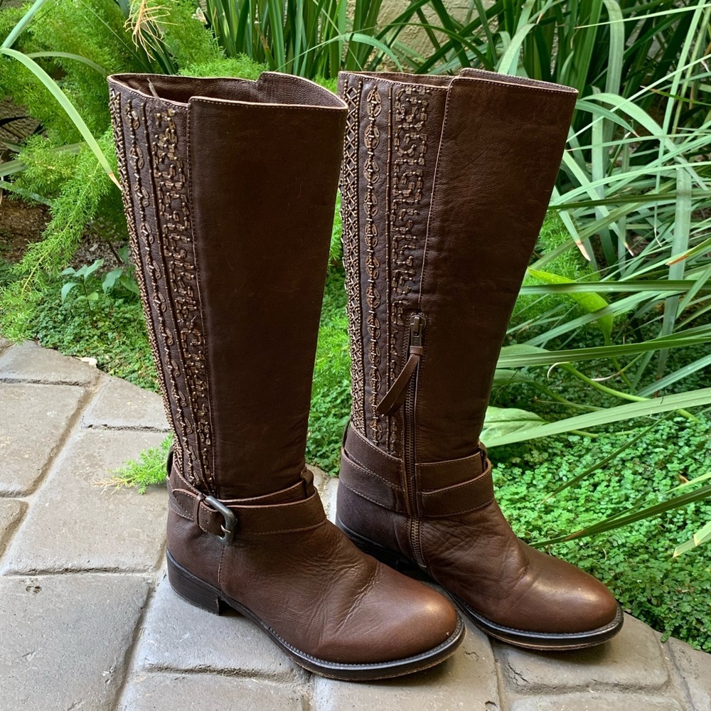 JASPER & JEERA Anthropologie Beaded Leather Size 7